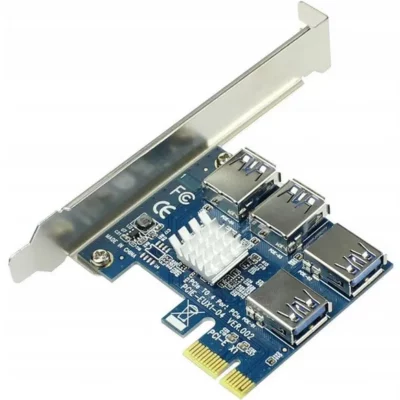 Adapter PCI-E USB Riser Splitter – Rozdzielacz 4x USB3.0 dla kart graficznych